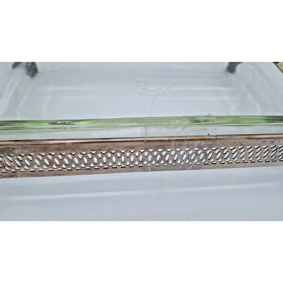 Vtg Anchor Hocking Fire King Glass Casserole Dish with Silver plated Tray 9x13in - Picture 12 of 12